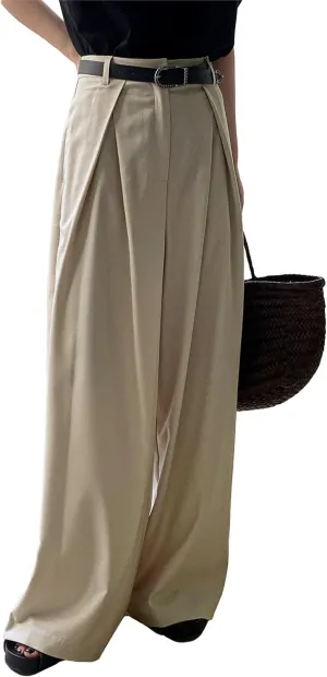 HVT Wide Leg Dress Pants for Women High Waisted Loose Palazzo Pants Business Casual Work Trousers Pants with Pockets