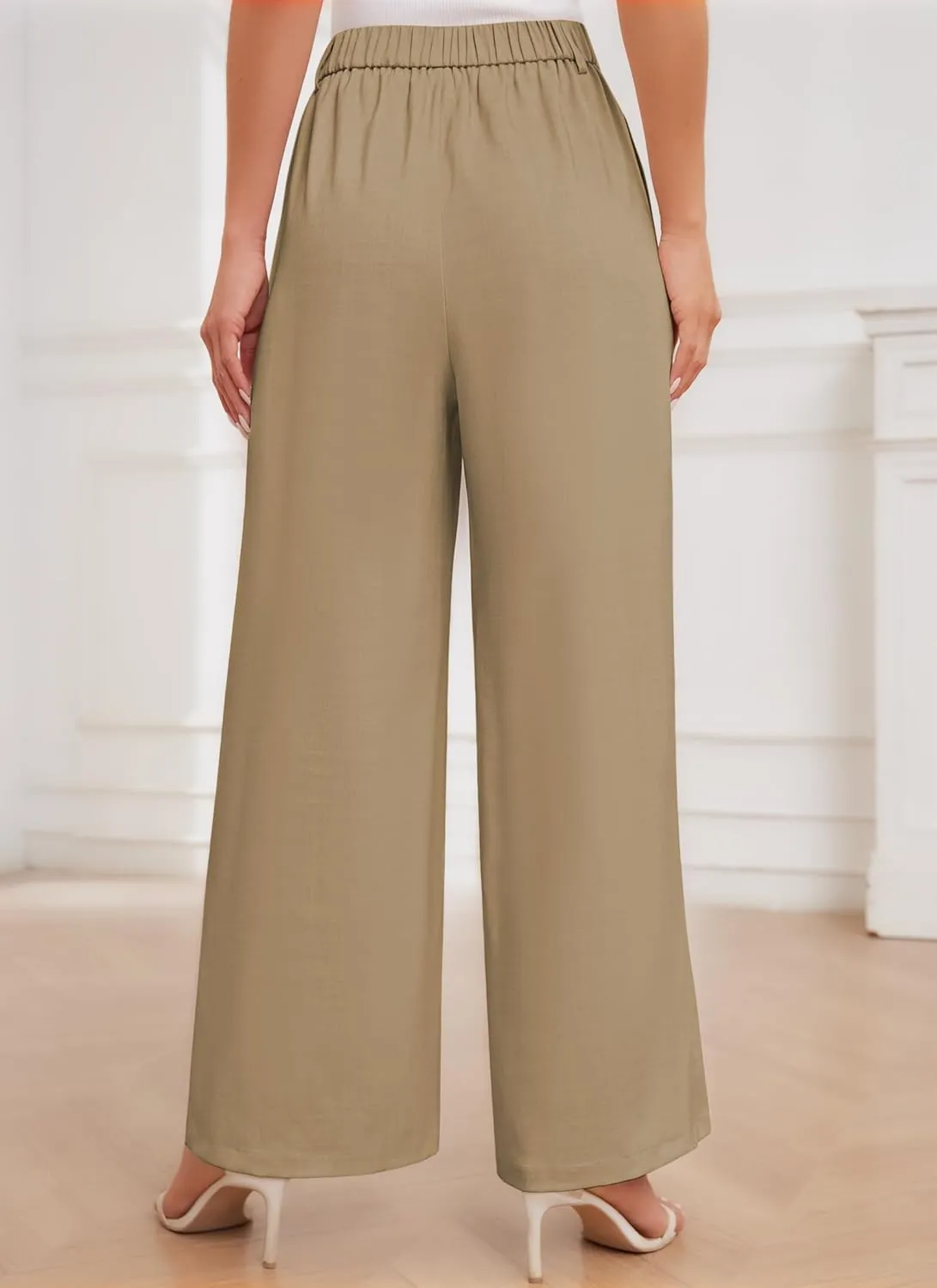 HVT Wide Leg Dress Pants for Women High Waisted Loose Palazzo Pants Business Casual Work Trousers Pants with Pockets