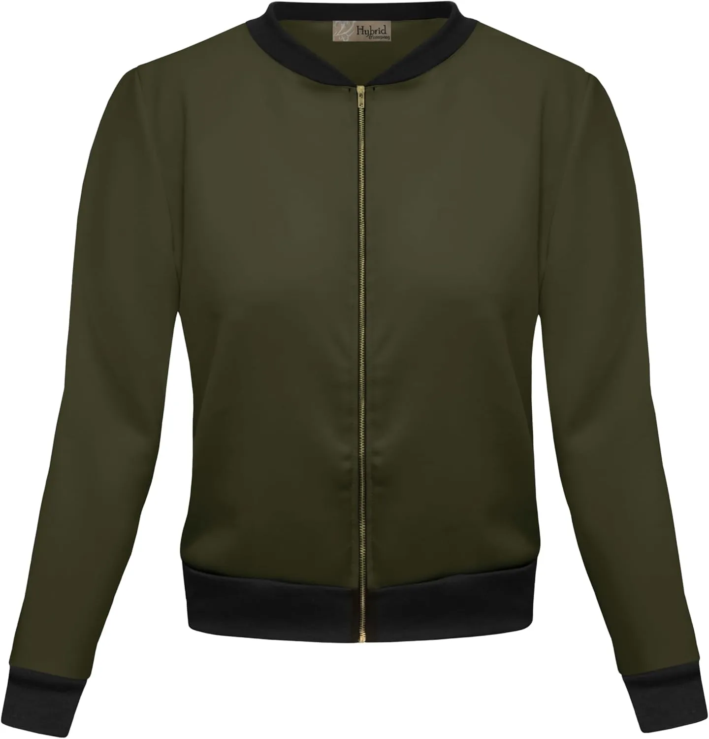 Hybrid & Company Women's Fashion Color Casual Office Comfy Zip Up Bomber Jacket Made in USA