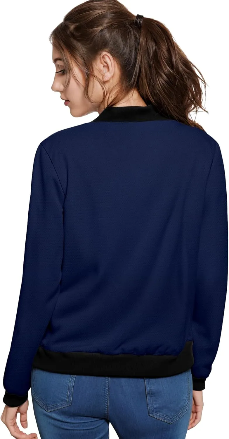 Hybrid & Company Women's Fashion Color Casual Office Comfy Zip Up Bomber Jacket Made in USA