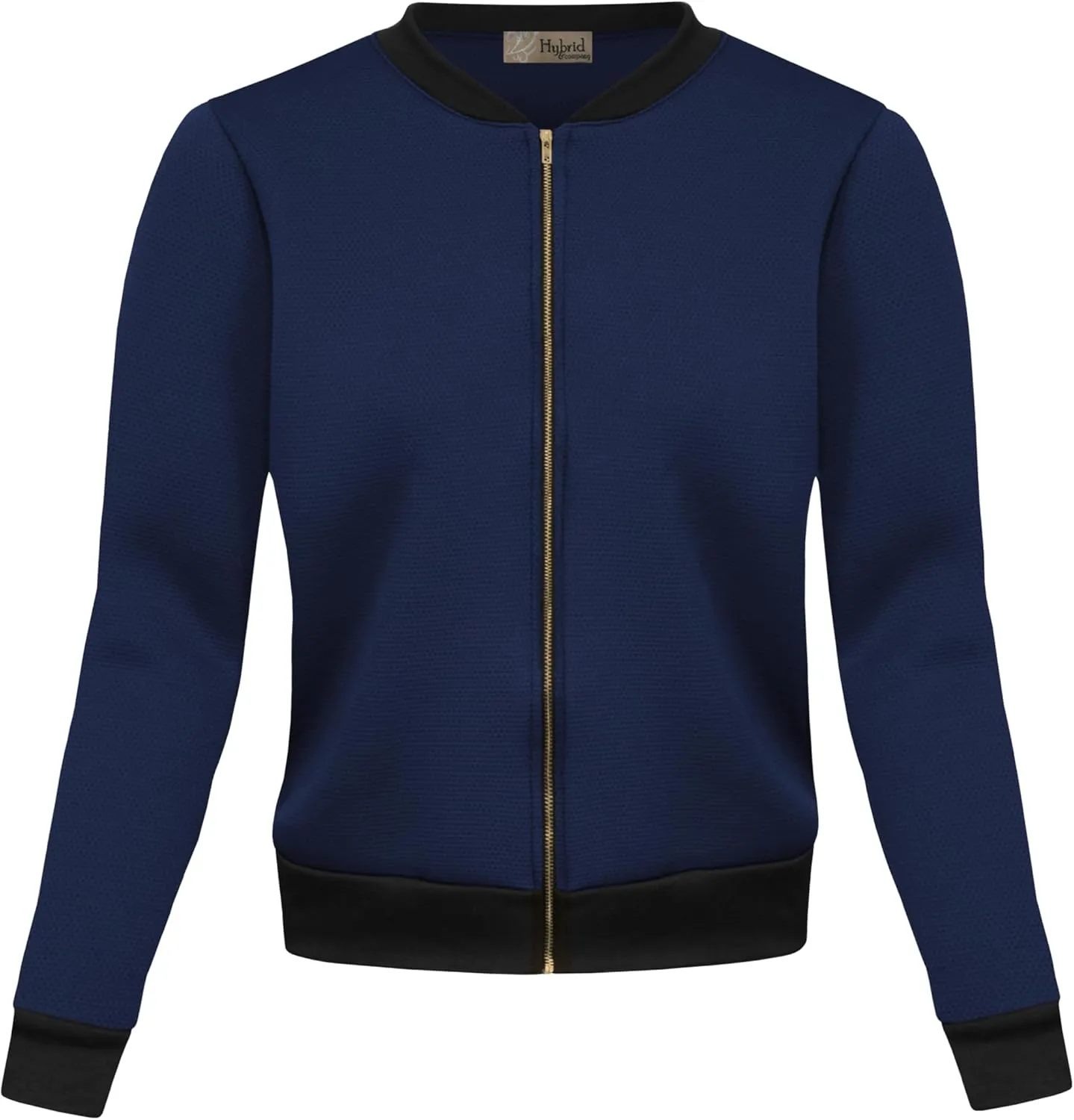 Hybrid & Company Women's Fashion Color Casual Office Comfy Zip Up Bomber Jacket Made in USA