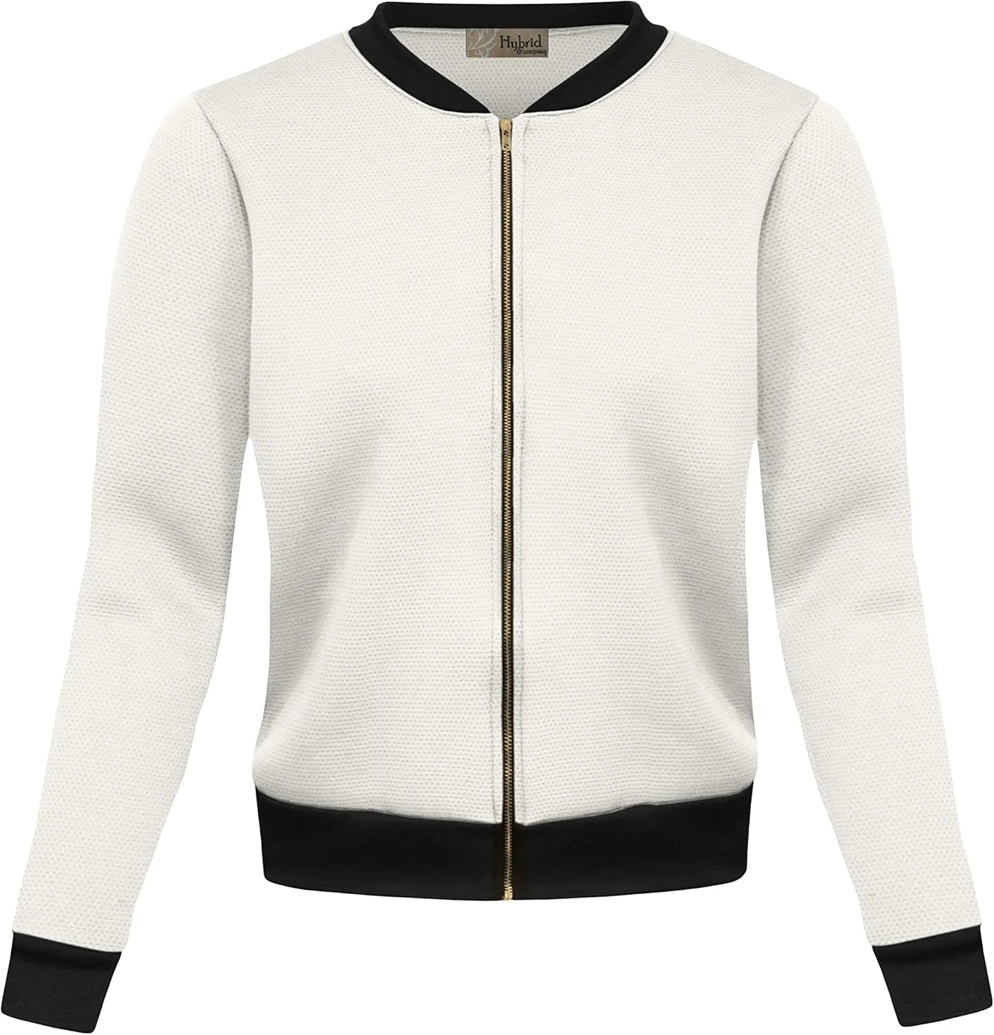 Hybrid & Company Women's Fashion Color Casual Office Comfy Zip Up Bomber Jacket Made in USA