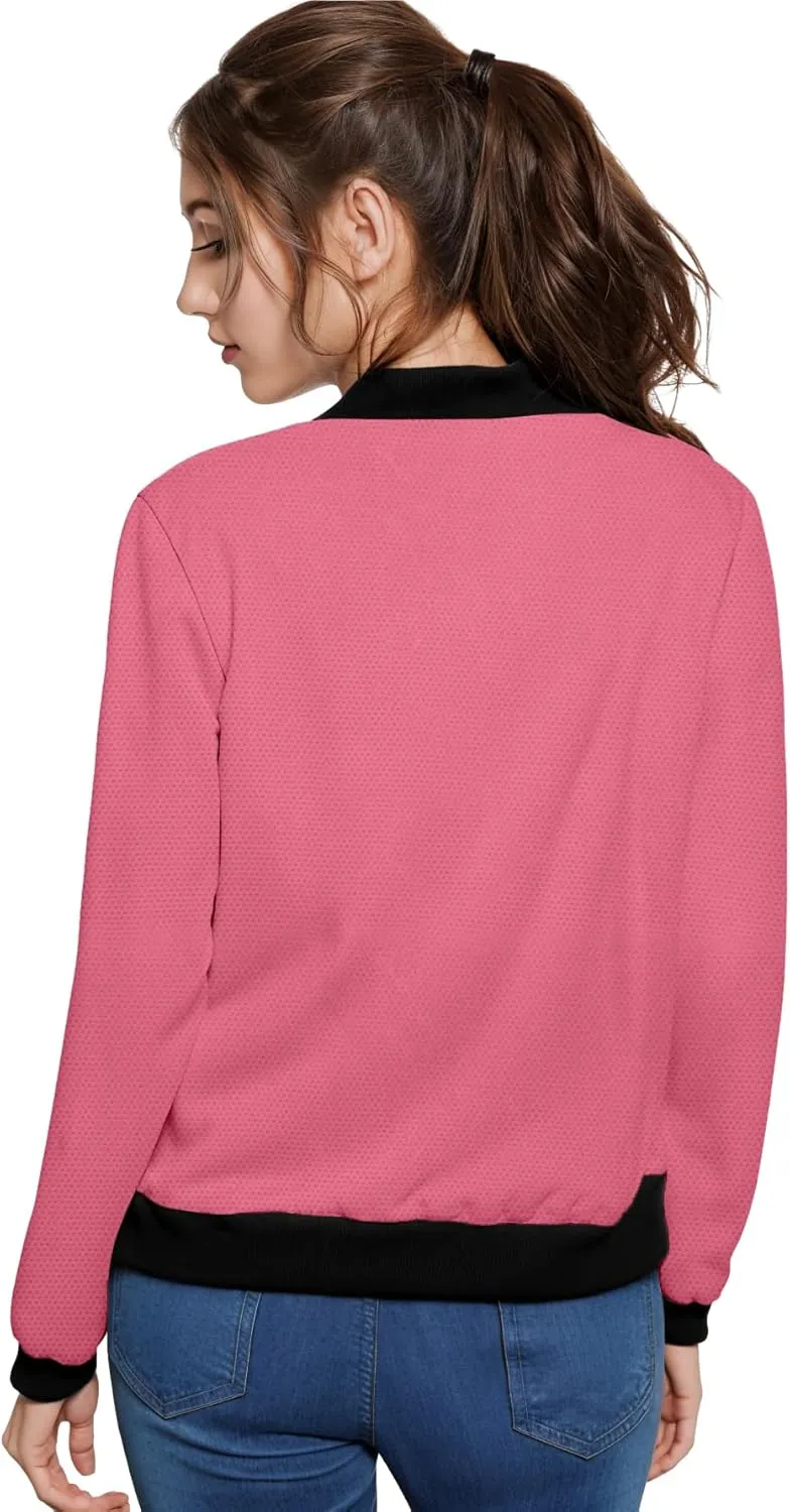 Hybrid & Company Women's Fashion Color Casual Office Comfy Zip Up Bomber Jacket Made in USA
