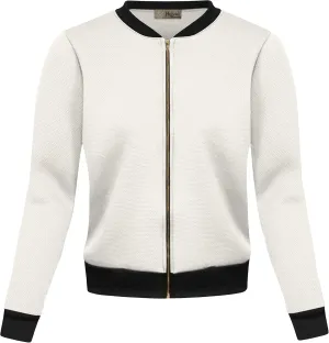 Hybrid & Company Women's Fashion Color Casual Office Comfy Zip Up Bomber Jacket Made in USA