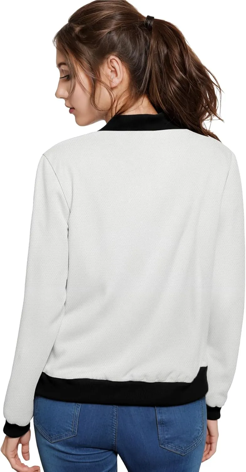 Hybrid & Company Women's Fashion Color Casual Office Comfy Zip Up Bomber Jacket Made in USA