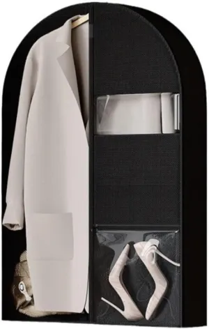 IRYZE Garment Bag for Travel, 5pcs Garment Bags With 2 Pockets Zipper Suit Bags For Hanging Clothes Closet Storage Suit Luggage Bag (Color : Black, Size : 110 * 66 * 12.7cm)