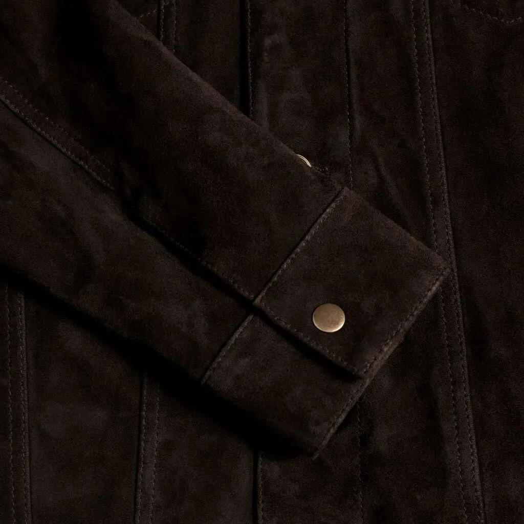 Isaac & David Chicago Men's Vintage Trucker Suede Leather Jacket - Denim Biker Cafe Racer Causal Western Cowboy Jacket