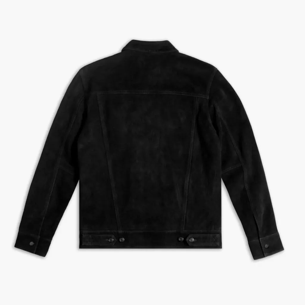 Isaac & David Chicago Men's Vintage Trucker Suede Leather Jacket - Denim Biker Cafe Racer Causal Western Cowboy Jacket