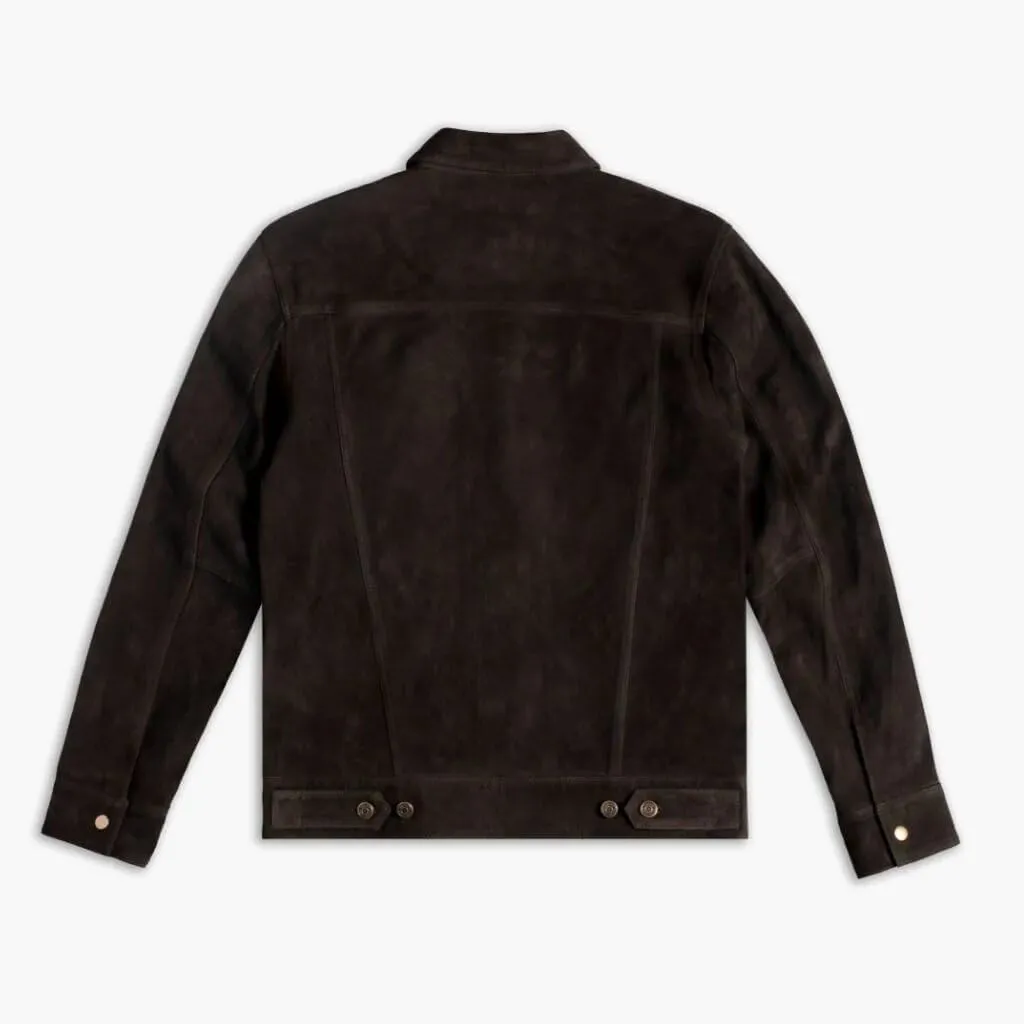 Isaac & David Chicago Men's Vintage Trucker Suede Leather Jacket - Denim Biker Cafe Racer Causal Western Cowboy Jacket
