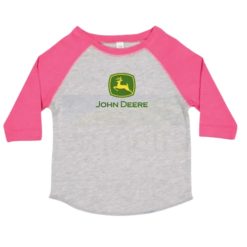 John Deere Kid's Pink And Grey Shirt
