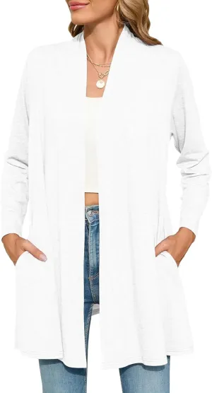 JollieLovin Women's Plus Size Long Sleeve Lightweight Cardigans Open Front Casual Soft Drape Fall Dusters