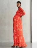 Josie | Button-Through Shirred Maternity   Nursing Maxi Dress