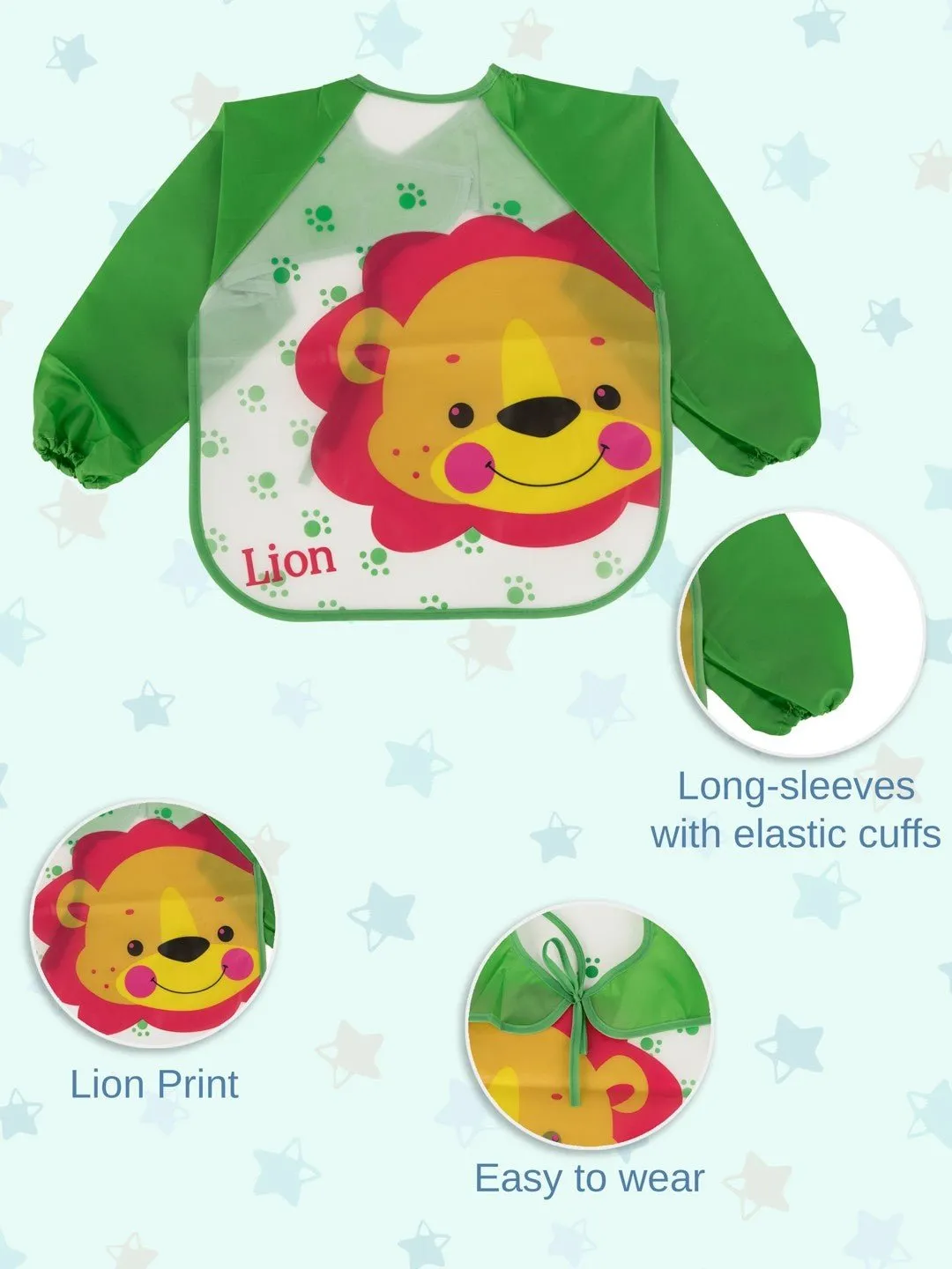 Jungle Joy Long-Sleeve Lion Baby Bibs For Boys