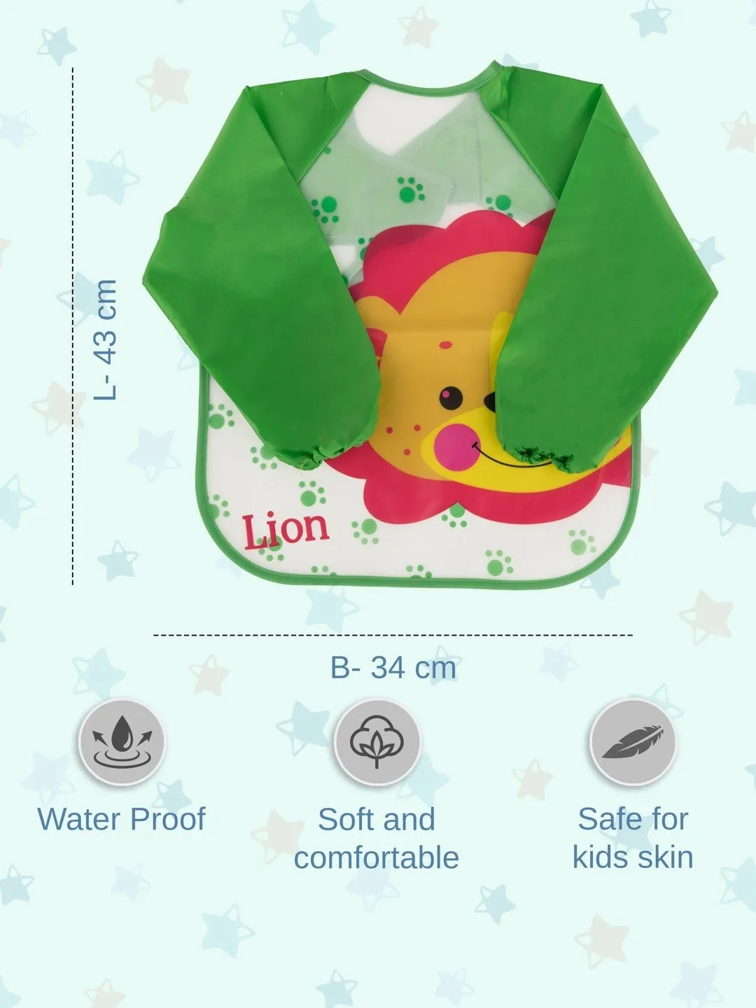 Jungle Joy Long-Sleeve Lion Baby Bibs For Boys