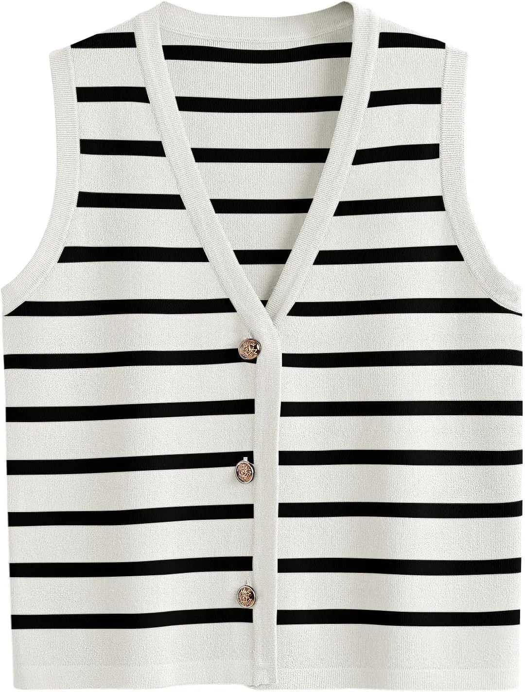 LILLUSORY Summer Vest Tops for Women 2025 Striped Sweater Vests Vacation Button Up Outfits Spring Shirts Blouses Clothes