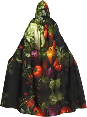 Lots of fresh vegetables Pattern Adult Hooded Cape Cloak for Halloween Costume Parties and More