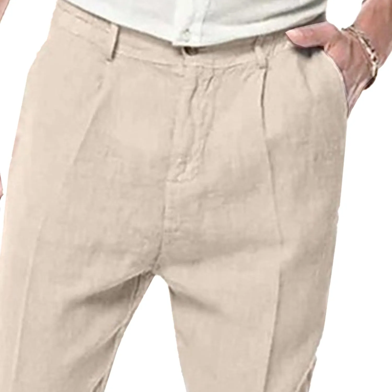 Men's Baggy Straight Leg Comfort Beach Pants Solid Lightweight Outdoor Trousers Classic Casual Summer Pants