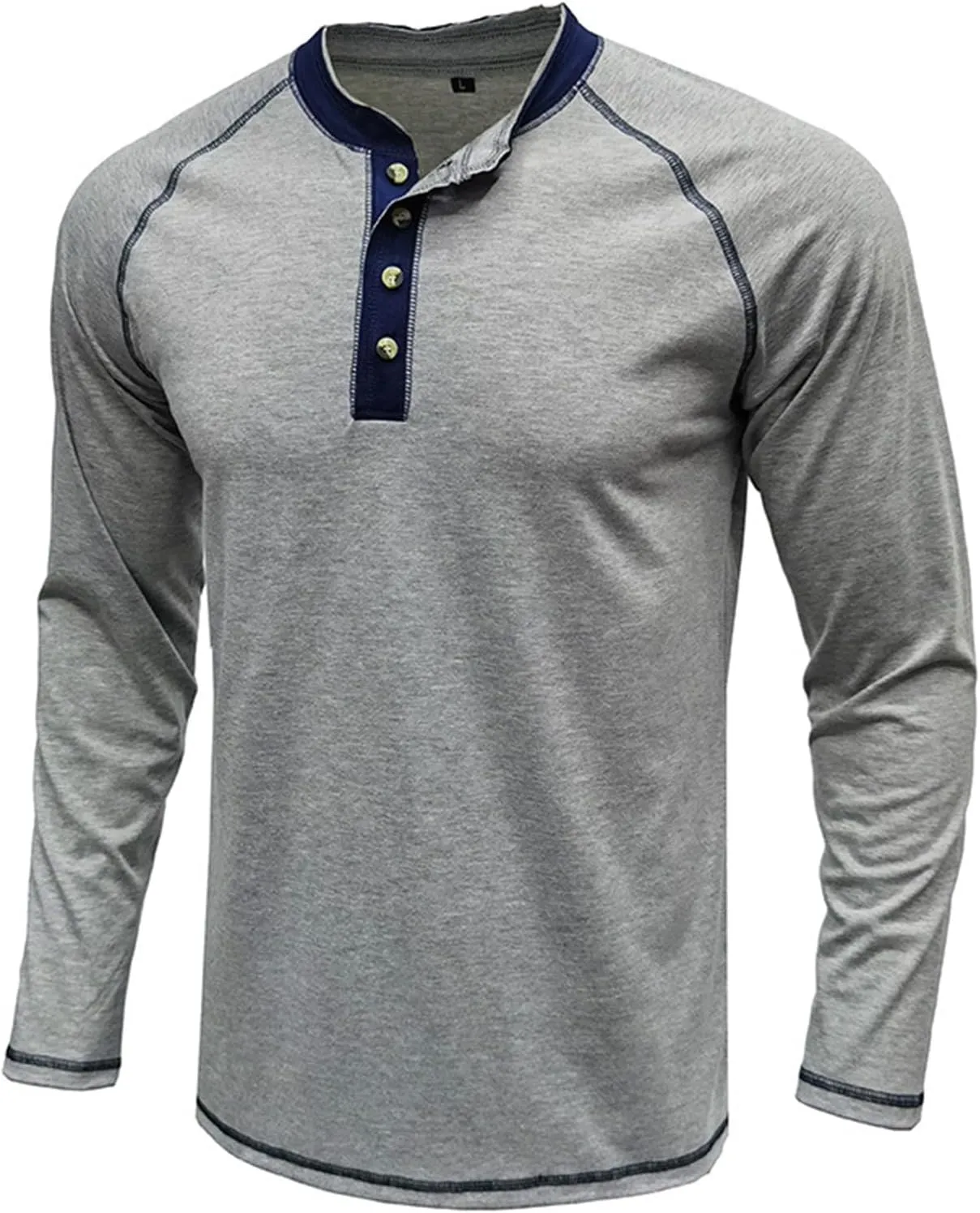 Men's Henley Shirt Long Sleeve Thermal Underwear Henley Top Casual Slim Fit Lightweight 5 Button T Shirts