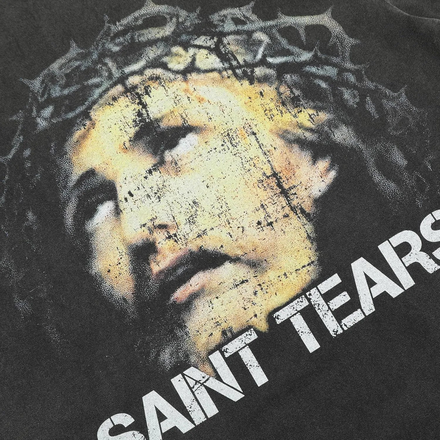 Men's Saint Graphic Print Oversized T-Shirt Casual Crewneck Short Sleeve Tops