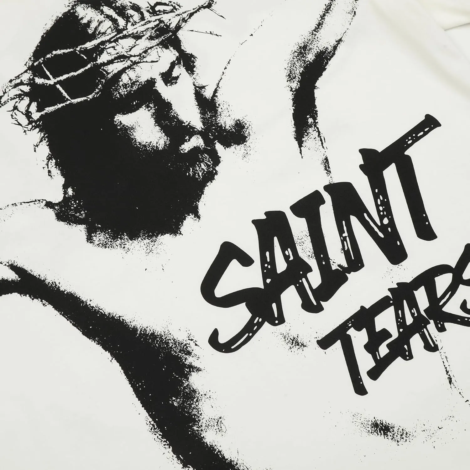 Men's Saint Graphic Print Oversized T-Shirt Casual Crewneck Short Sleeve Tops
