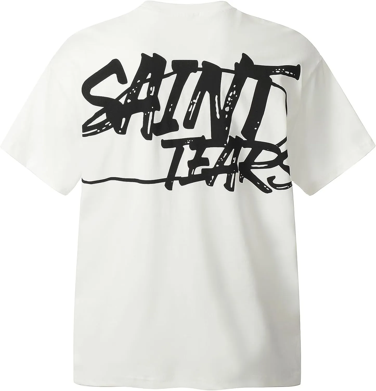 Men's Saint Graphic Print Oversized T-Shirt Casual Crewneck Short Sleeve Tops