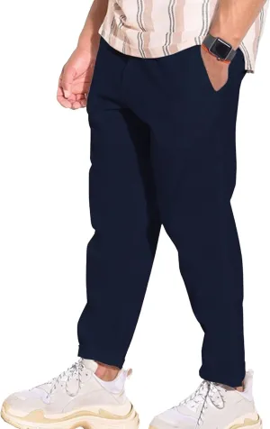 Men's Solid Cotton Linen Basic Pants Loose Fit Classic Beach Trousers Elastic Waist Lightweight Summer Pants