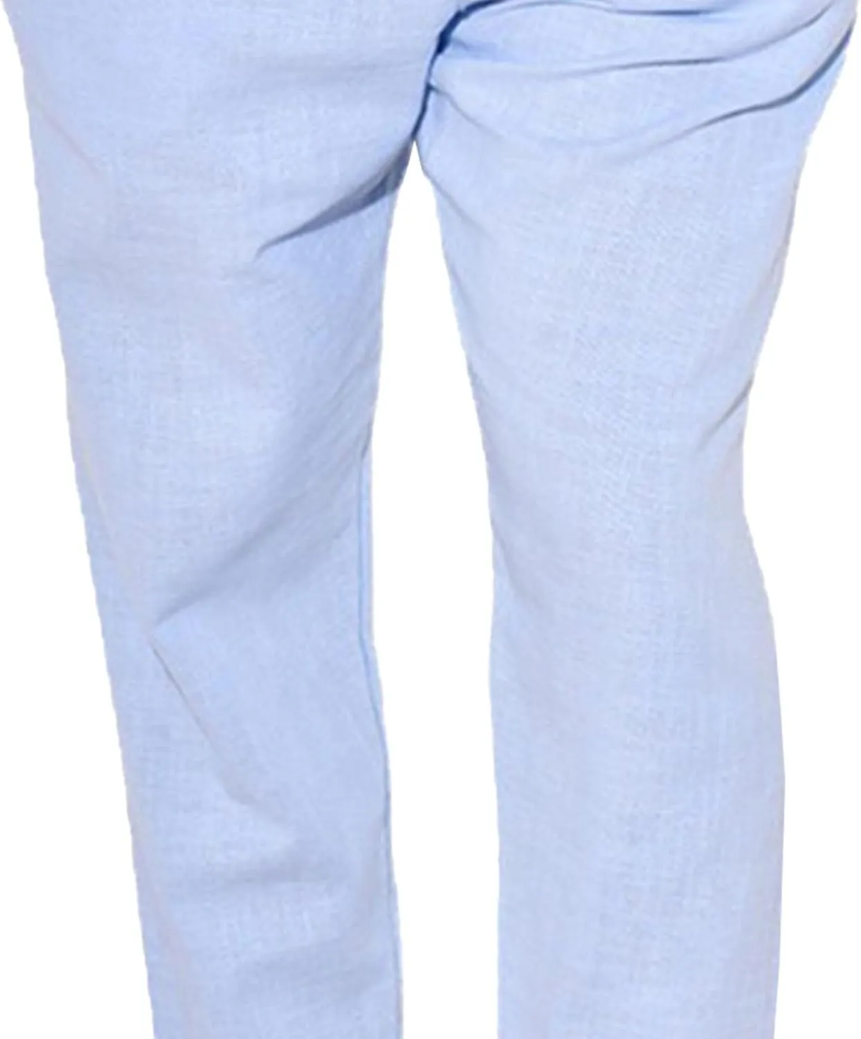 Men's Solid Cotton Linen Basic Pants Loose Fit Classic Beach Trousers Elastic Waist Lightweight Summer Pants