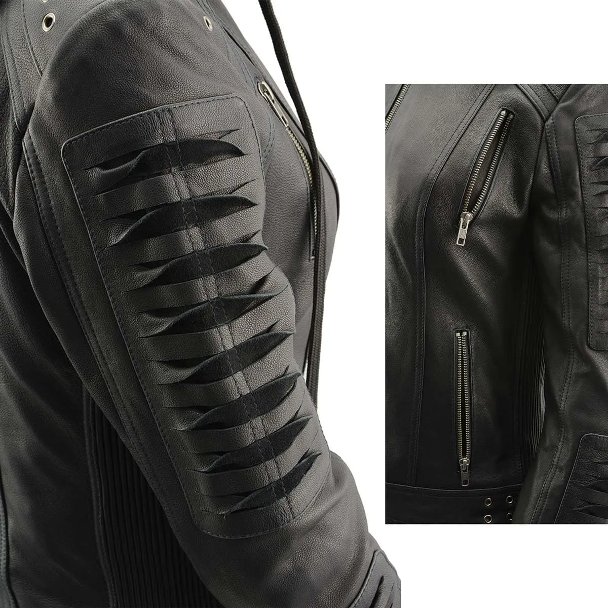 Milwaukee Leather Women's Premium Leather Casual Fashion Jackets with Hoodie SFL
