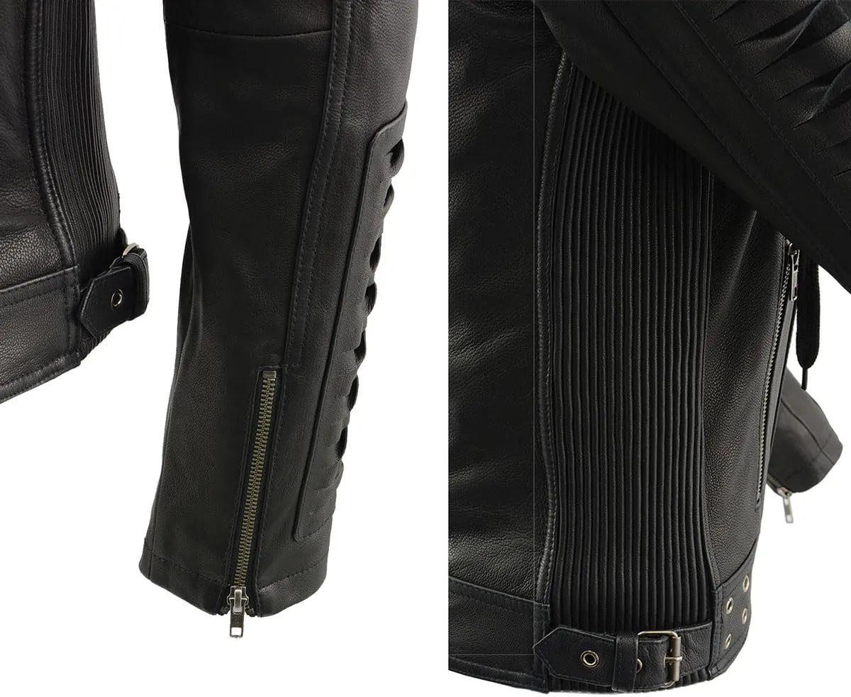 Milwaukee Leather Women's Premium Leather Casual Fashion Jackets with Hoodie SFL