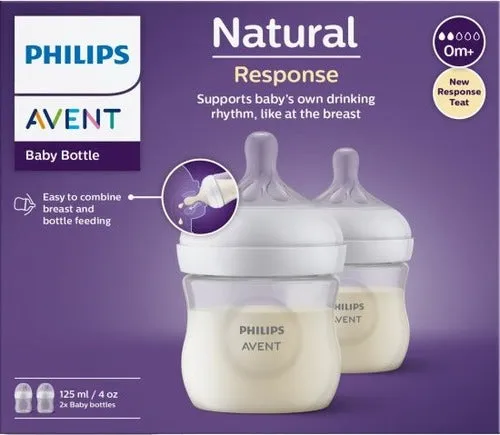 Natural Response 2 Baby Bottles 125ml 0 Months