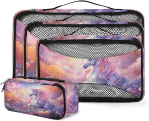 Nebula Unicorn 4 Pcs set of Packing Cubes for Suitcases, Packing Cubes for Travel Accessories Luggage Carry On Suitcase Organizer Bags, 4 Various Sizes Unicorn