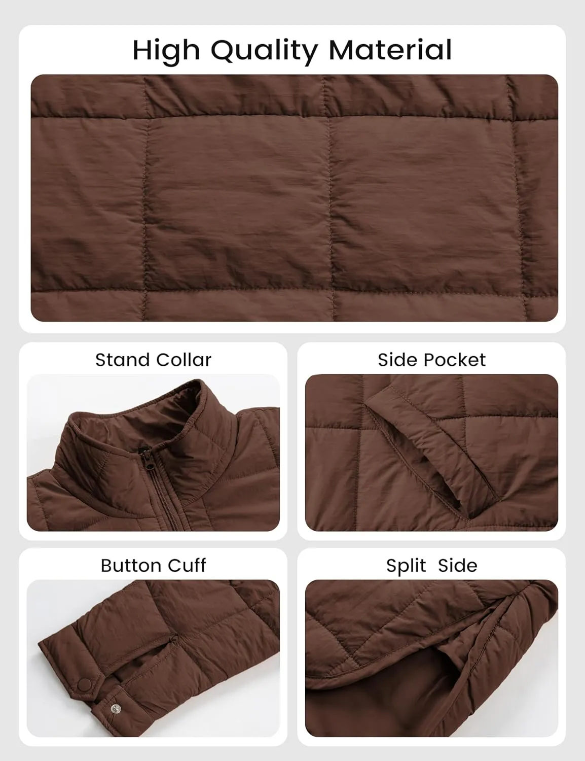 Omoone Women's Quilted Puffer Jacket Zip Up Oversized Lightweight Padded Down Coat Outerwear