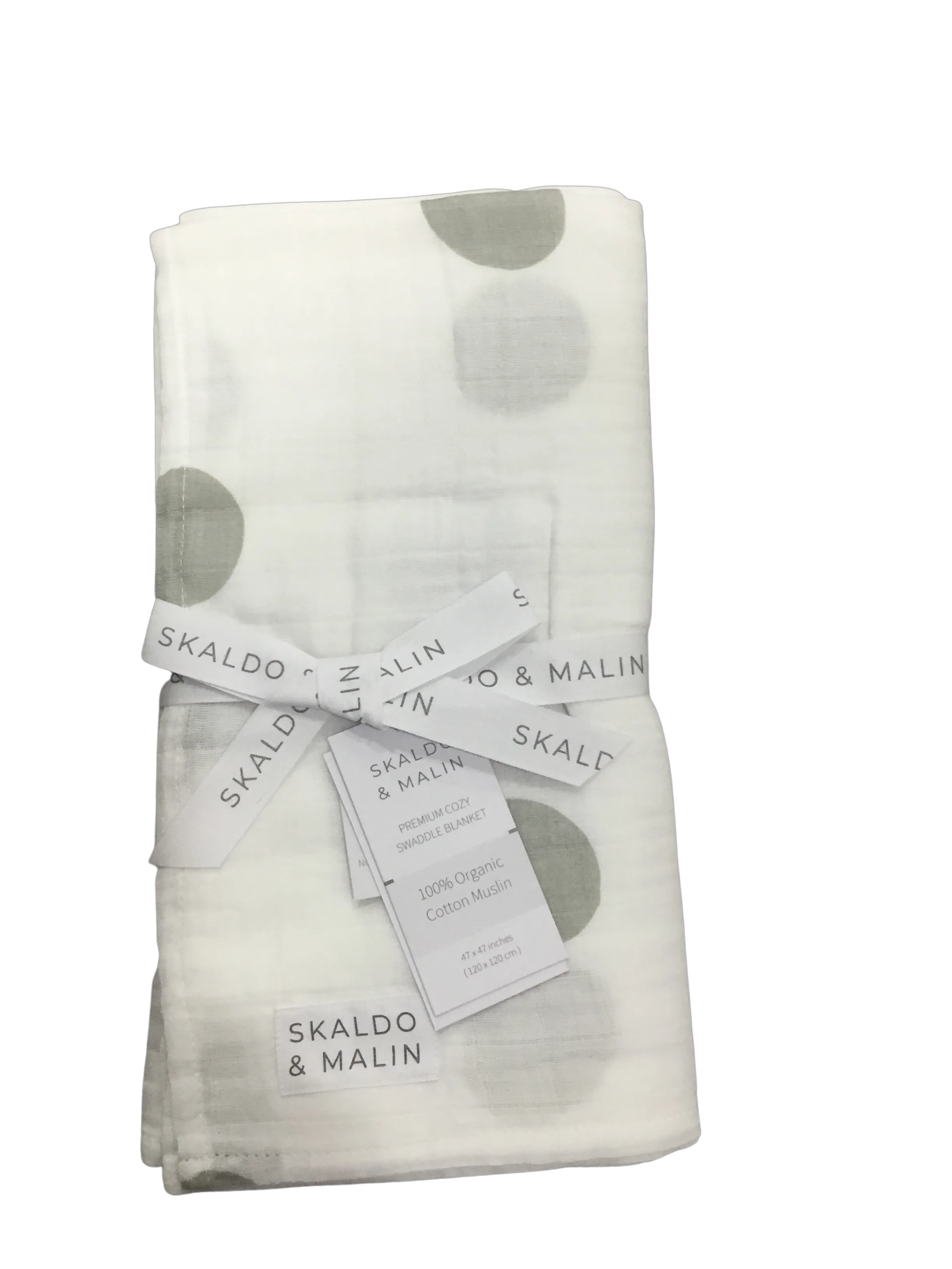 Organic Baby Swaddle | Skaldo & Malin | Grey Big Dots