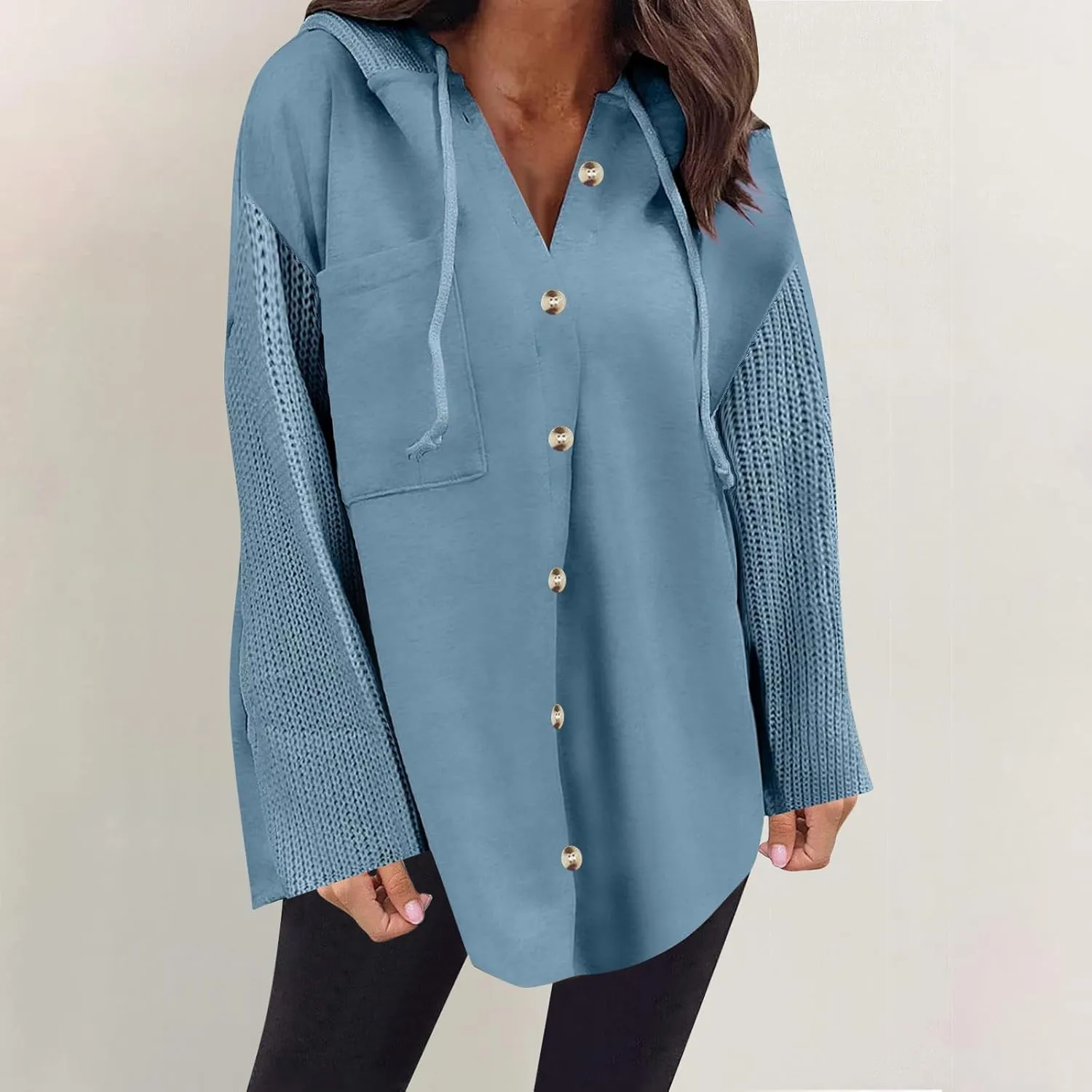 Oversized Sweatshirt Jackets for Women Trendy 2025 Spring Outfits Casual Long Sleeve Button Hooded Shacket Hoodies
