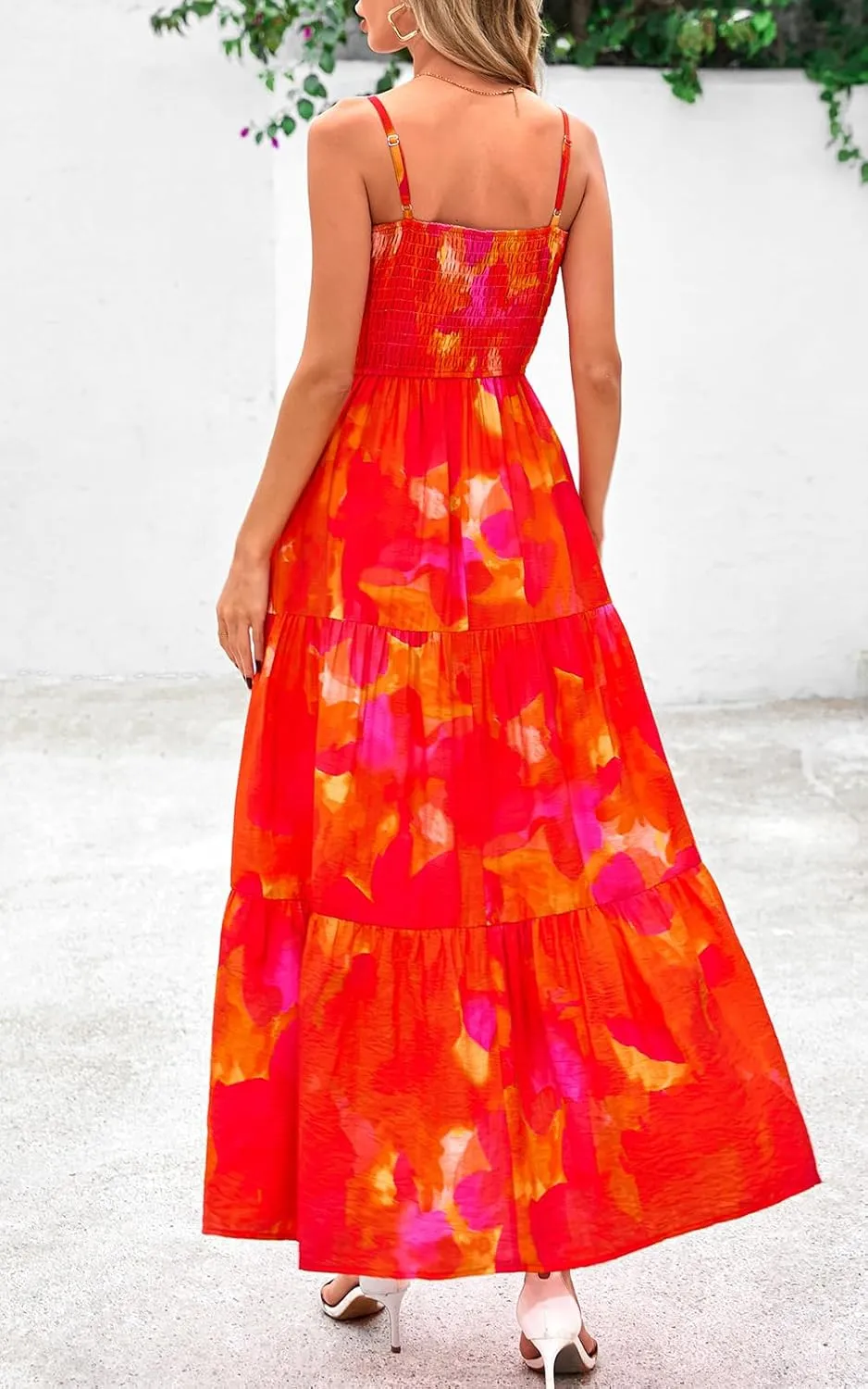 PRETTYGARDEN Women's Summer Maxi Dress 2025 Casual Boho Sleeveless Spaghetti Strap Smocked Tiered Long Beach Sundresses