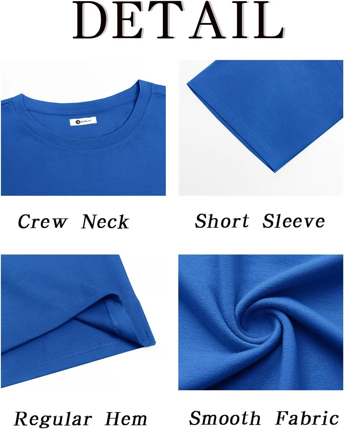 Runcati Mens Casual T-Shirts Short Sleeve Lightweight Oversized Summer Cotton Tee Beach Crew Neck Tops