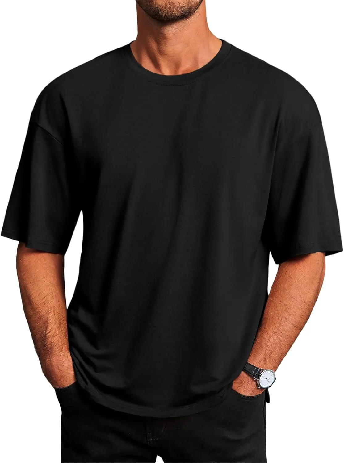 Runcati Mens Casual T-Shirts Short Sleeve Lightweight Oversized Summer Cotton Tee Beach Crew Neck Tops