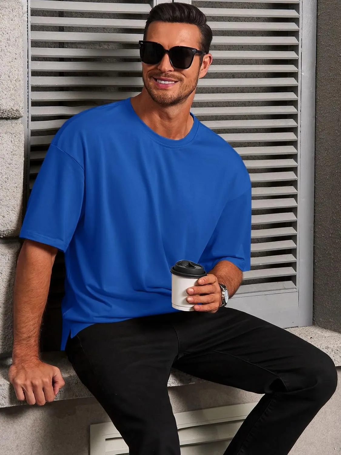 Runcati Mens Casual T-Shirts Short Sleeve Lightweight Oversized Summer Cotton Tee Beach Crew Neck Tops