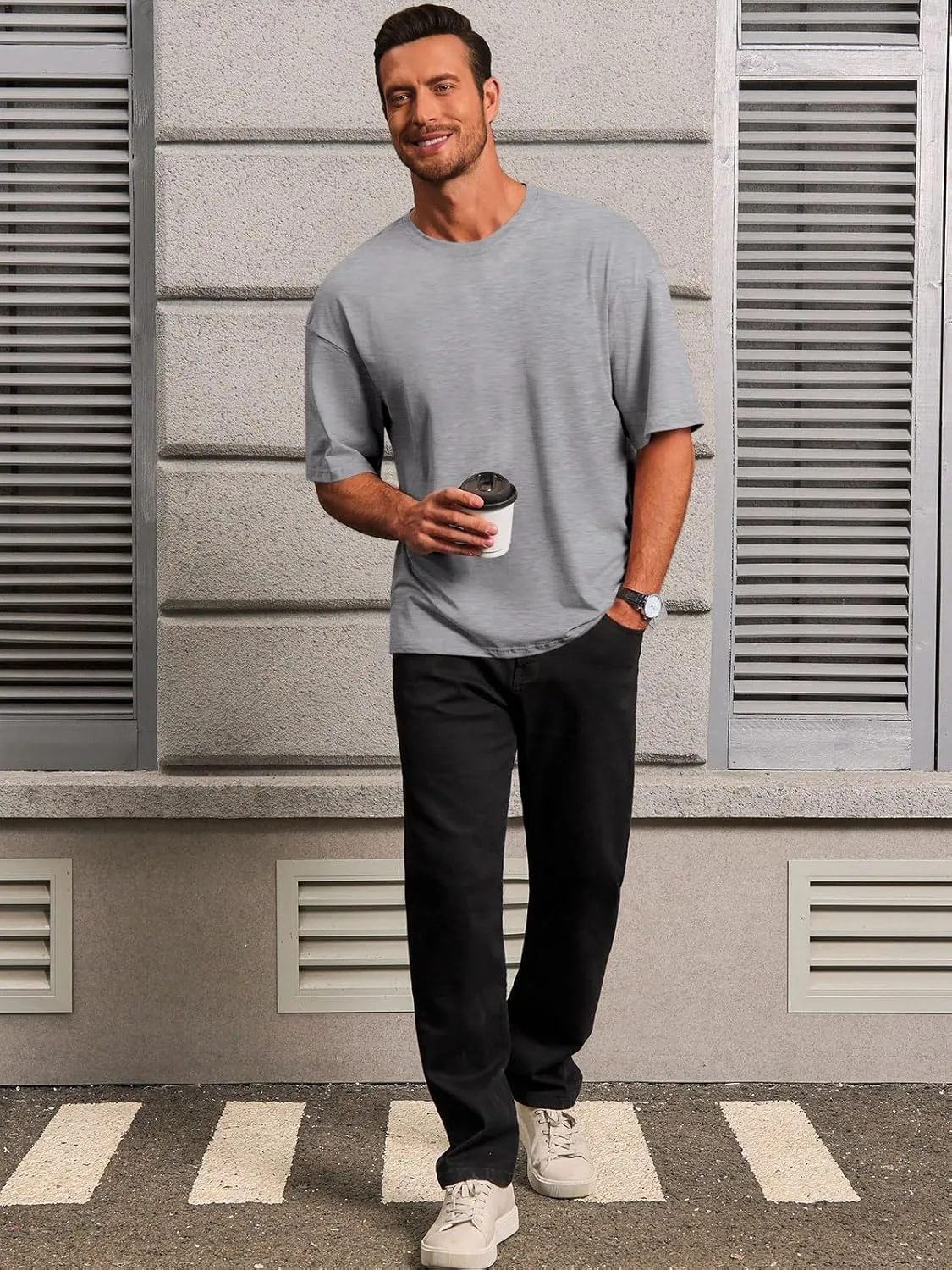 Runcati Mens Casual T-Shirts Short Sleeve Lightweight Oversized Summer Cotton Tee Beach Crew Neck Tops