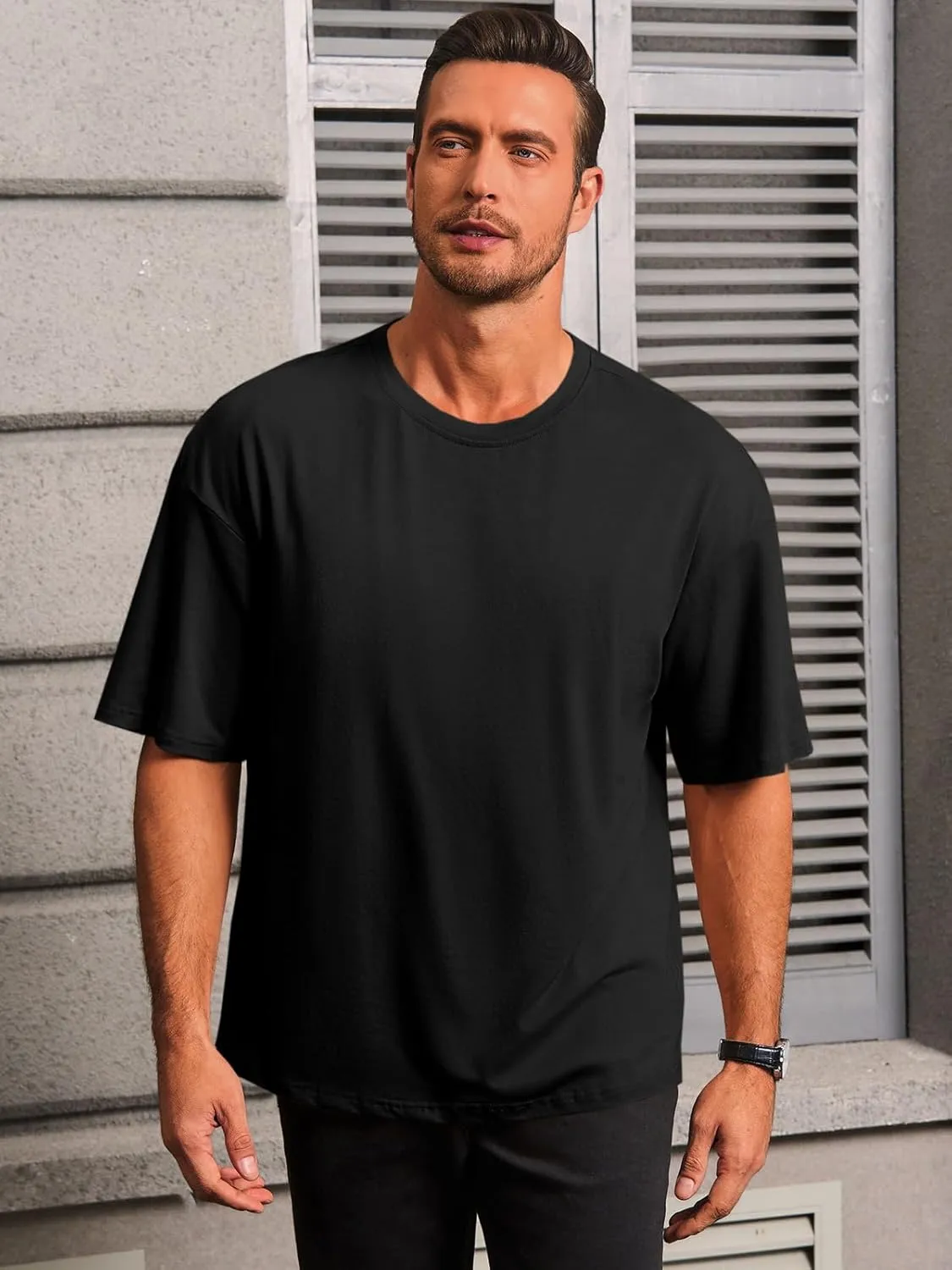 Runcati Mens Casual T-Shirts Short Sleeve Lightweight Oversized Summer Cotton Tee Beach Crew Neck Tops