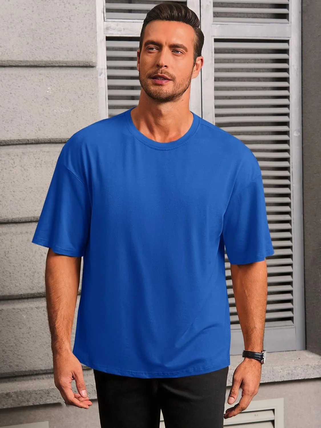Runcati Mens Casual T-Shirts Short Sleeve Lightweight Oversized Summer Cotton Tee Beach Crew Neck Tops