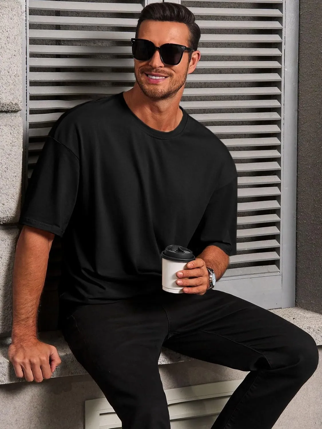 Runcati Mens Casual T-Shirts Short Sleeve Lightweight Oversized Summer Cotton Tee Beach Crew Neck Tops