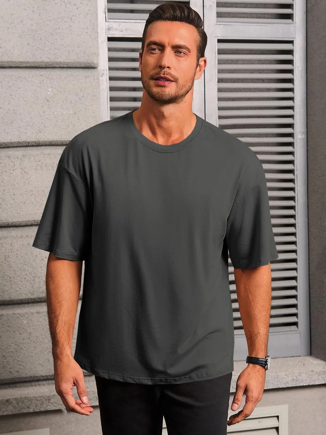 Runcati Mens Casual T-Shirts Short Sleeve Lightweight Oversized Summer Cotton Tee Beach Crew Neck Tops