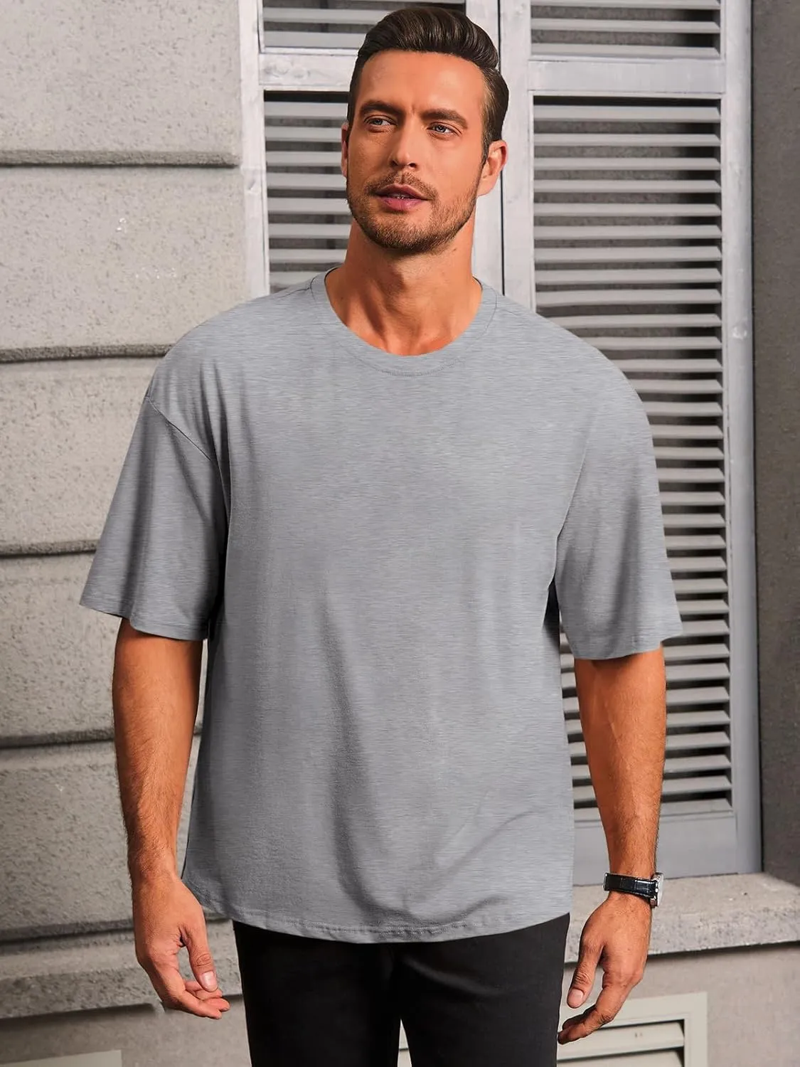 Runcati Mens Casual T-Shirts Short Sleeve Lightweight Oversized Summer Cotton Tee Beach Crew Neck Tops