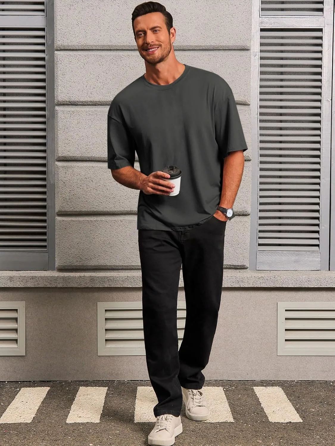 Runcati Mens Casual T-Shirts Short Sleeve Lightweight Oversized Summer Cotton Tee Beach Crew Neck Tops