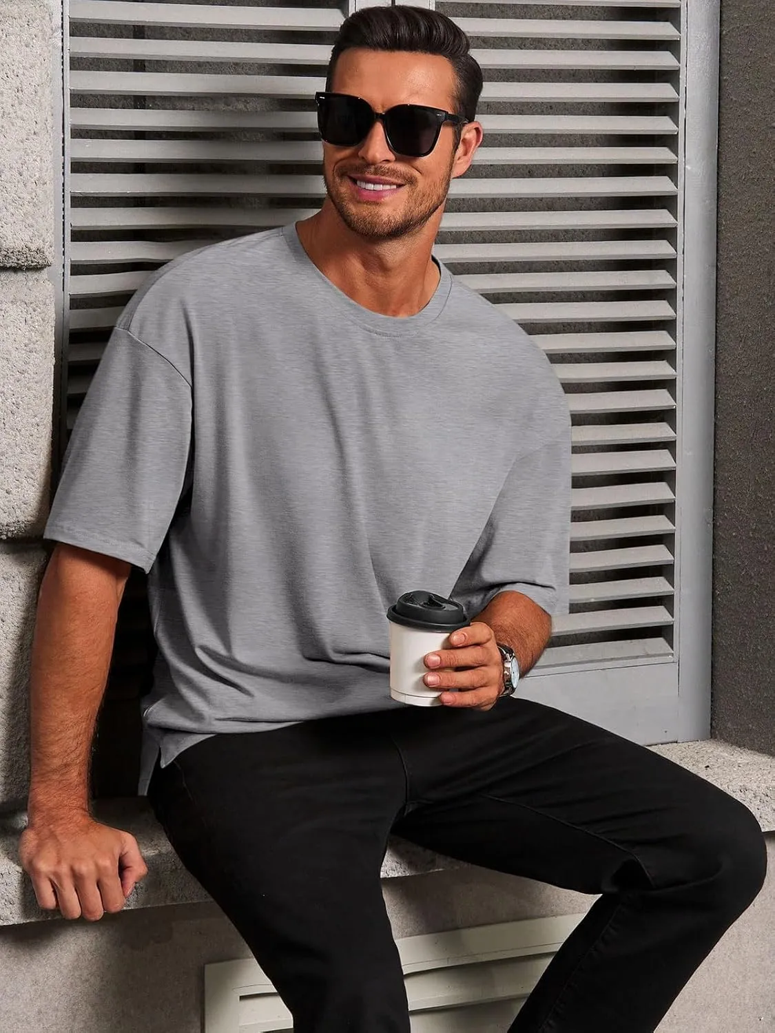 Runcati Mens Casual T-Shirts Short Sleeve Lightweight Oversized Summer Cotton Tee Beach Crew Neck Tops