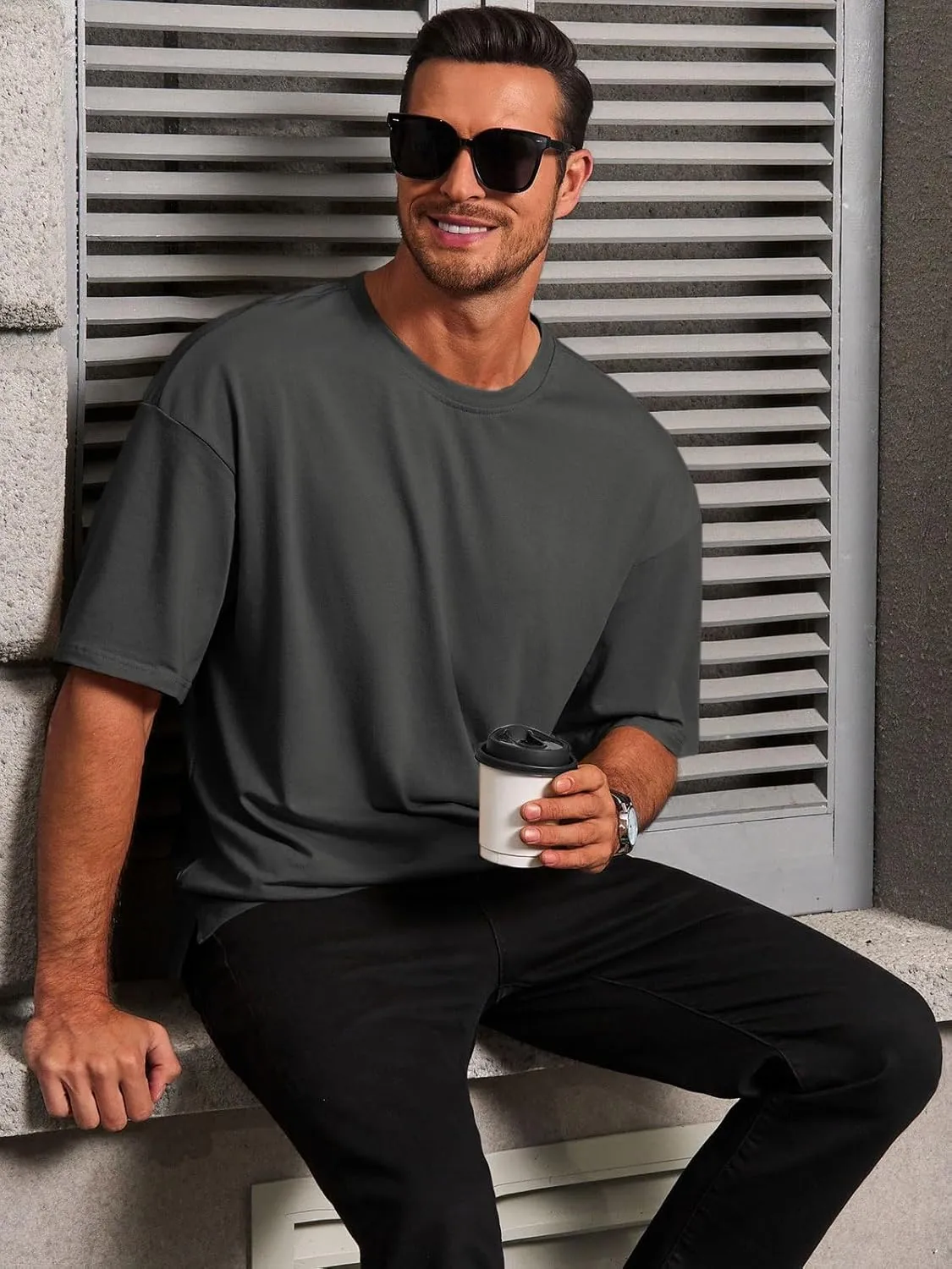 Runcati Mens Casual T-Shirts Short Sleeve Lightweight Oversized Summer Cotton Tee Beach Crew Neck Tops