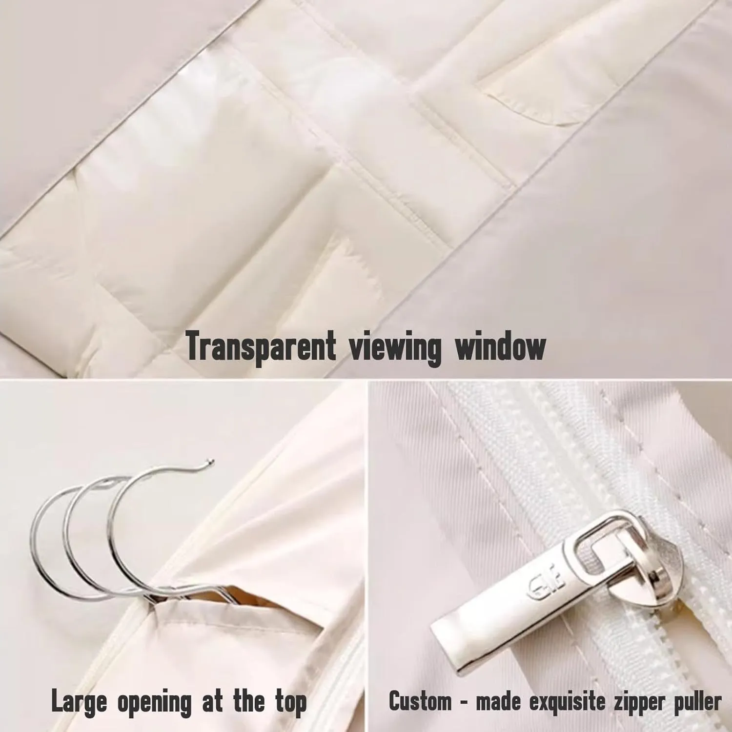 Space Saving Hanging Garment Bag, Down Jacket Protector, Space Saving Hanging Garment Bag with Self Compression Zipper, Winter Coat Storage for Home, Clothes, Down Jackets & Bedding (Grey, M)