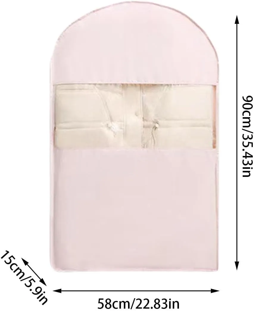Space Saving Hanging Garment Bag, Down Jacket Protector, Space Saving Hanging Garment Bag with Self Compression Zipper, Winter Coat Storage for Home, Clothes, Down Jackets & Bedding (Grey, M)