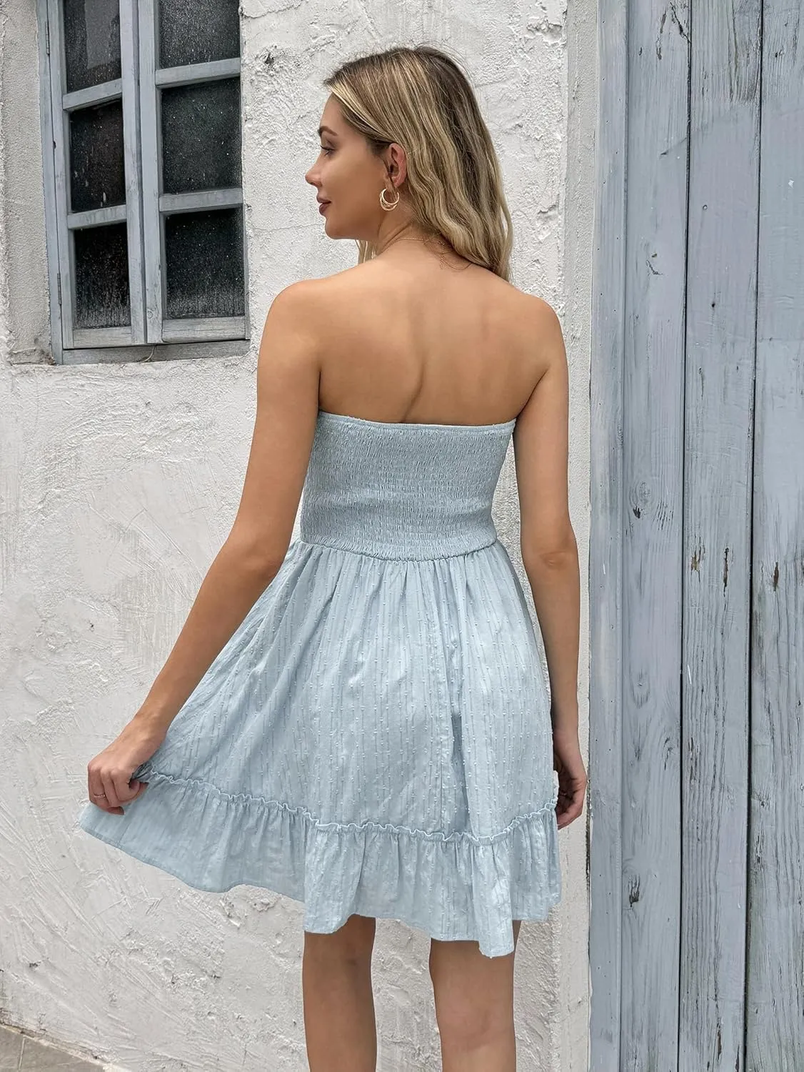 Summer Dresses for Women Strapless Tube Top Mini Dresses Beach Boho Sundress 2025